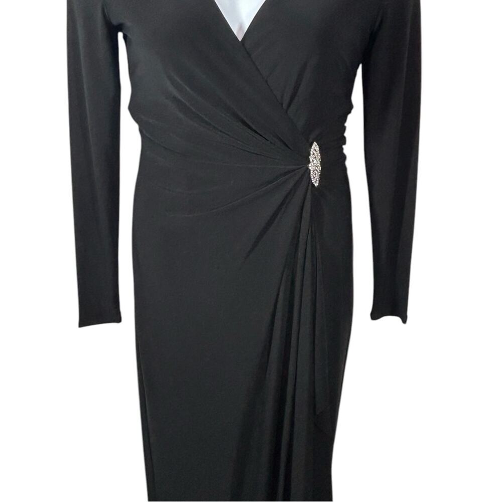 Lauren Ralph Lauren Black Long Sleeve Evening Gown Size 6 Formal - Picture 4 of 13